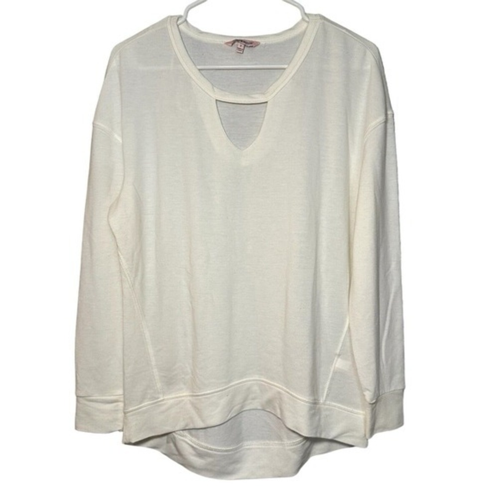 Juicy Couture Shirt Women Size S White Key‎ Hole Neck Preppy Academia Stretch - Picture 4 of 11